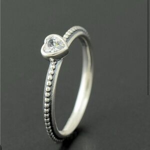 Pandora Silver Heart Ring with Intricate Detailing